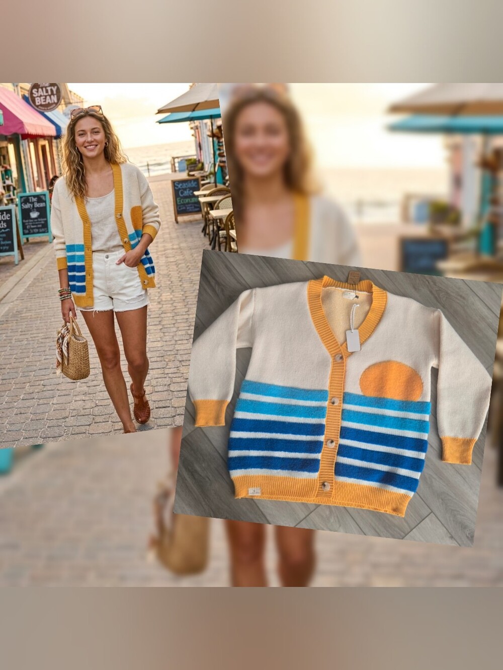 🔆 Simply Southern 🔆 | Cream and Mustard Striped Knit Cardigan Sweater